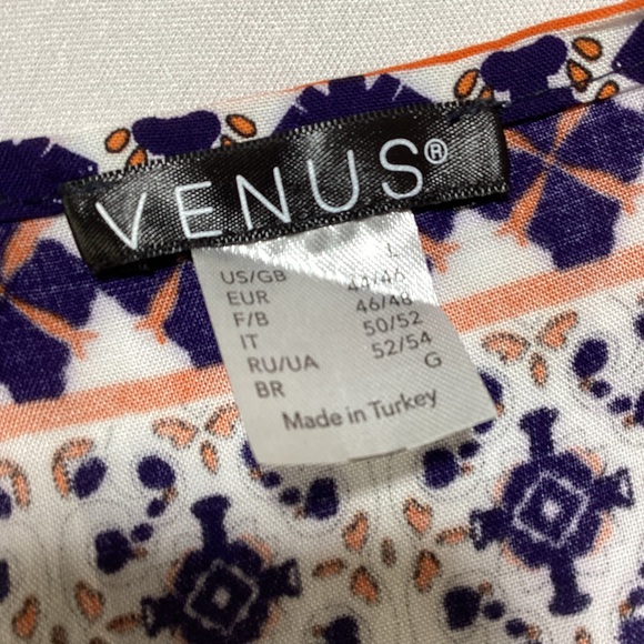 VENUS Navy and Orange Patterned Hankerchief Dress - Picture 4 of 12